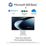 ASUS AiO VM441 (2026),Snapdragon X,Qualcomm Adreno iGPU,16GB RAM,512GB SSD,FHD,Touch screen,23.8"(60.45 cm),Windows 11,M365 Basic(1Y),Office 2024,White,5.47 kg,VM441QA-TWAP001WS,All in One Copilot+ PC